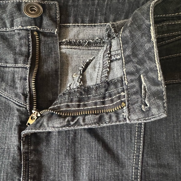 Vintage 1980 MOTTO black denim midi skirt trumpet flounce fit-n-flare women’s 12 - Picture 7 of 15